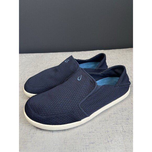 Olukai Men\'s 10.5 M Nohea Mesh Slip On Shoes Casual Boat Loafers Navy Blue